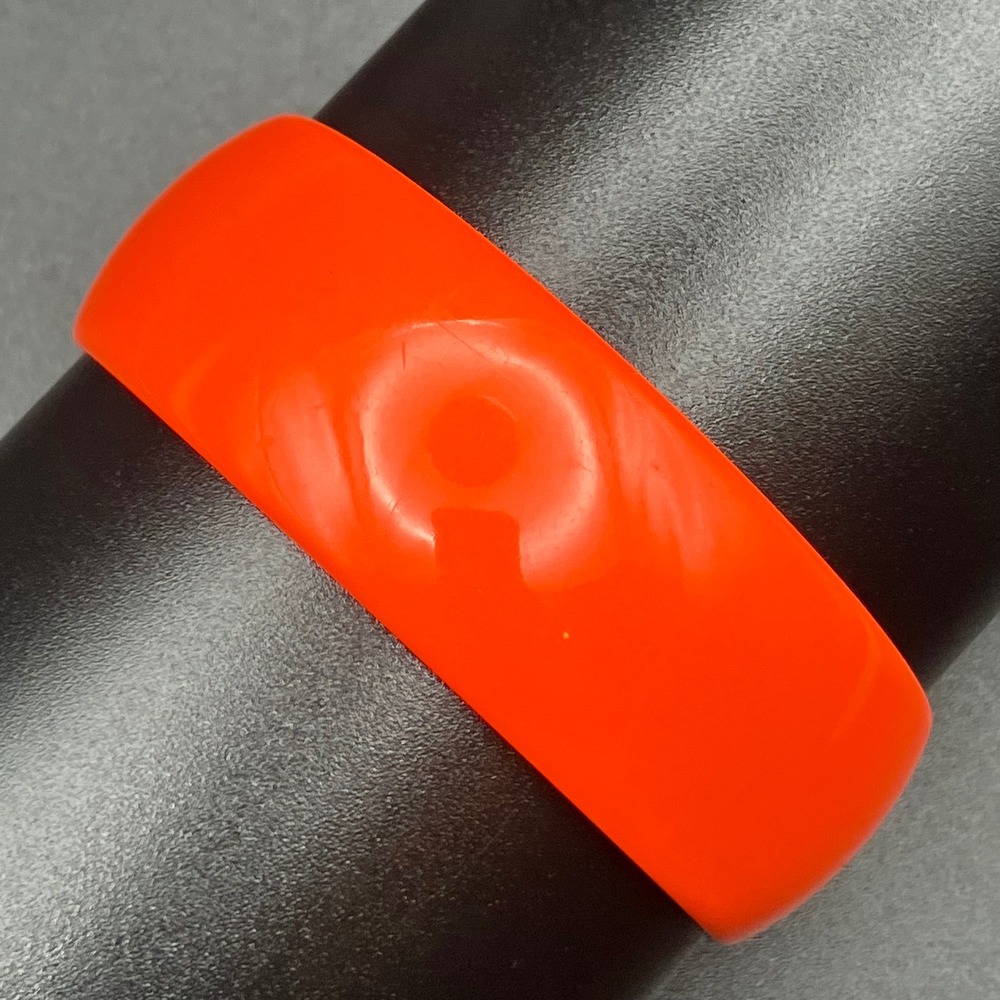 Bangle Bracelet Bright Orange Smooth Round Plastic Size 8"